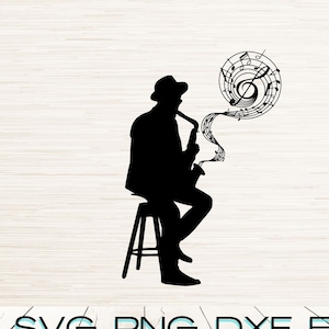 Saxaphon Spieler SVG Dxf Png Eps Sofortiger digitaler Download | Umriss Silhouette Clipart Lasergravur | Sublimation | Cricut | Glühschmiede