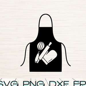 Avental De Cozinha Art Svg Dxf Png Eps download digital instantâneo | Silhueta de contorno Clipart Gravação a laser | Sublimação | Cricut | Forja luminosa