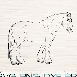 Clydesdale Horse overzicht | Instant Digitale Download | svg png dxf jpg pdf eps silhouet clipart | Lasergraveren | Cricut SVG Glowforge