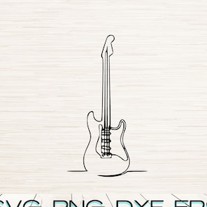 Minimalistische gitaarlijn Art Svg Dxf Png Eps Pdf Jpg instant digitale download | Lasergraveren | Sublimatie | Doorlopende lijntekening