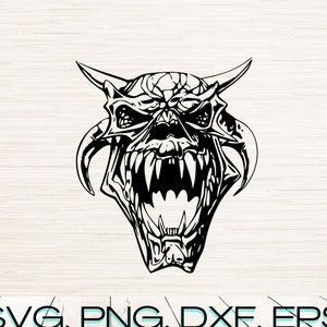 Skull art Svg Dxf Eps Png Jpg instant digital download | Clipart outline Silhouette | Laser engraving | SVG file For Cricut | Tattoo design