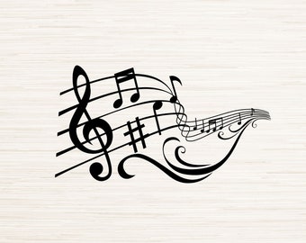 Musical Decal Art Svg Dxf Png Eps Instant Digital Download | Outline Silhouette Clipart Laser Engraving | Sublimation | Cricut | Glowforge