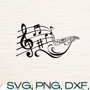 Musikalische Abziehbild KunstSvg Dxf Png Eps Sofortiger digitaler Download | Gliederung Silhouette Clipart Laser Gravur | Sublimationsdruck | Cricut | Glühschmiede