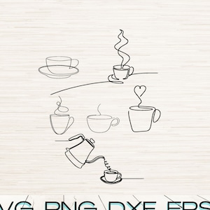 Line Art Kaffee Paket Svg Dxf Eps Jpg Png Pdf instant digital download | Minimalistisches Clipart | Lasergravur | Cricut | Glühschmiede