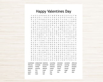 Valentine's Day word search printable download | PDF instant digital download | Valentine's party game | Kid's activity | Classroom activity