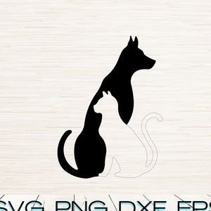 Dog Cat Svg Dxf Eps Png Jpg Pdf instant digital download | Clipart decal outline silhouette Vector | Laser engraving | Cricut | Glowforge