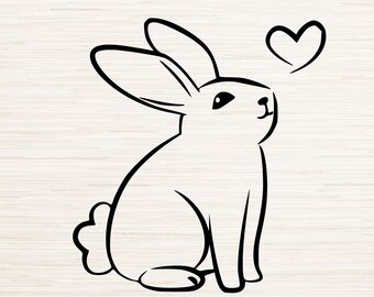 Bunny met Hart Svg Dxf Eps Png Jpg Pdf instant digitale download | Clipart contour silhouet Vector | Lasergraveren | Cricut | Glowforge