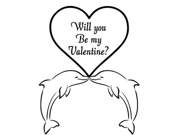 Delfines con corazón Svg descarga digital instantánea / Dxf Png Jpg Pdf Eps silueta contorno clipart / Grabado láser / Cricut svg / Glowforge