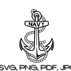 Navy Anchor Svg Dxf Png AI instant digitale download | Lasergravure | Svg-bestand voor Cricut | Militair embleem | Marine gesneden vijl | Veteraan Svg