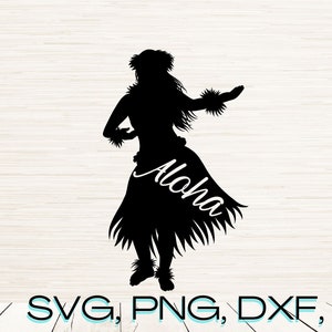 Aloha Hula Dancer Silhouette Svg Archivo Png Dxf Descarga digital instantánea / Vector de contorno de imágenes prediseñadas / Grabado láser / Cricut Svg / Glowforge