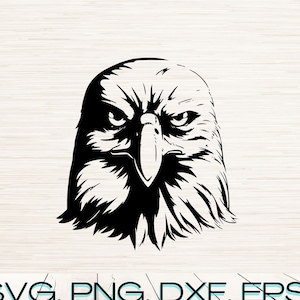 May include: Black and white illustration of an eagle's head with a fierce expression. The eagle's beak is open and its eyes are wide.