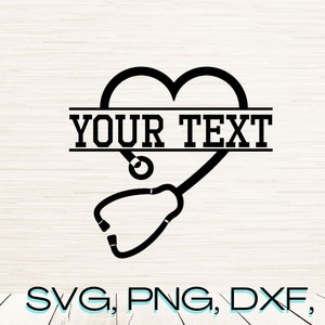 Split Monogram Stethoscoop Art Svg Dxf Png Eps Instant Digitale Download, Naam Tekstruimte Vector, Home Bar Graphics, Aanpasbare letters
