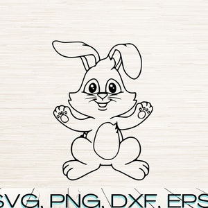 Bunny Rabbit Svg Dxf Eps Png Jpg Pdf instant digital download | Clipart outline silhouette Vector | Laser engraving | Cricut | Glowforge