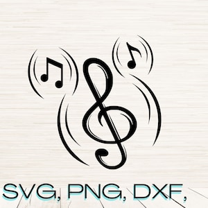 Musikalische Abziehbild KunstSvg Dxf Png Eps Sofortiger digitaler Download | Gliederung Silhouette Clipart Laser Gravur | Sublimationsdruck | Cricut | Glühschmiede