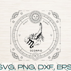 Skorpion Sternzeichen Svg Clipart instant digital download | Eps Dxf Png Silhouette | Lasergravur | Cricut | Horoskop | Astrologie Svg