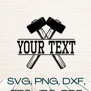 Split Monogram Sledge Hammer Art Svg Dxf Png Eps Instant Digitale Download, Naam Tekstruimte Vector, Home Bar Graphics, Aanpasbare letters