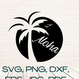 Beach Scene Aloha Silhouette Svg File Png Dxf Instant Digital Download | Clipart Outline Vector | Laser Engraving | Cricut Svg | Glowforge