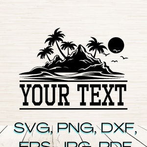 Split Monogram Beach Mountain Art Svg Dxf Png Eps Instant Digitale Download, Naam Tekstruimte Vector, Home Bar Grafisch, Aanpasbare letters