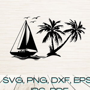 Sailboat Ocean Svg Png Dxf Eps Instant Digital Download | Silhouette Clipart Vector File | Laser Engraving | Glowforge | SVG File for Cricut