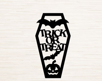 Coffin Halloween Decor Art Svg Instant Digital Download | Png Dxf Vector Clipart Outline Decal Silhouette | Laser Engraving | Cricut File