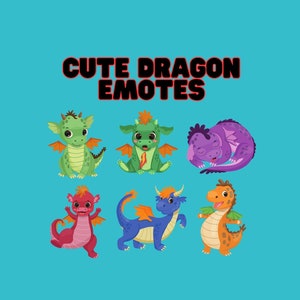 Émotes de dragon mignon | Secousse | Discorde | Streaming | Youtube | Pack d'émoticônes Emoji mignon | Télécharger des fichiers PNG | Emotes pour les streamers et les joueurs