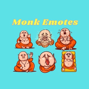 Funny Monk Emotes | Twitch | Discord | Streaming | YouTube | Cute Emoji Emote Pack | PNG download files | Emotes for streamers and Gamers