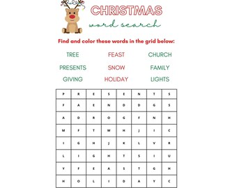 Christmas games Printable word search | Kid games | Instant download | Printable Christmas game | Pdf download | Kid's activity | Classroom