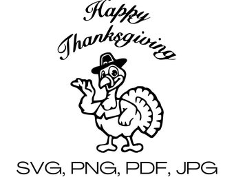 Happy Thanksgiving with turkey svg instant digital download