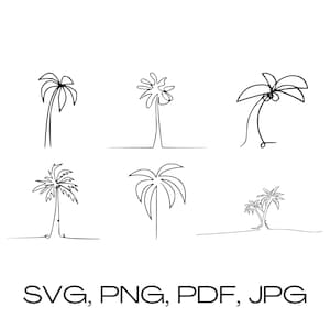 Minimalistische Palmboom sticker svg instant digitale download | Minimalistische palmboom omtrek