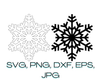 Snowflake outline silhouette | Snowflake instant digital download | Christmas Snowflake svg png jpg dxf eps Clipart | Cricut cut file