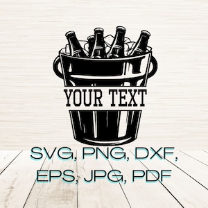 Split Monogramm Beer Bucket Art SVG Dxf Png Eps Sofortiger digitaler Download, Name Text Space Vektor, Home Bar Grafiken, anpassbare Beschriftung
