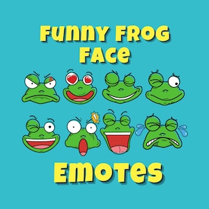 Zabawne emotikony żab | Twitch | Discord | Streaming | YouTube | Zabawny pakiet emotikonów | Pliki do pobrania w formacie PNG z kreskówek | Emotki dla streamerów i graczy
