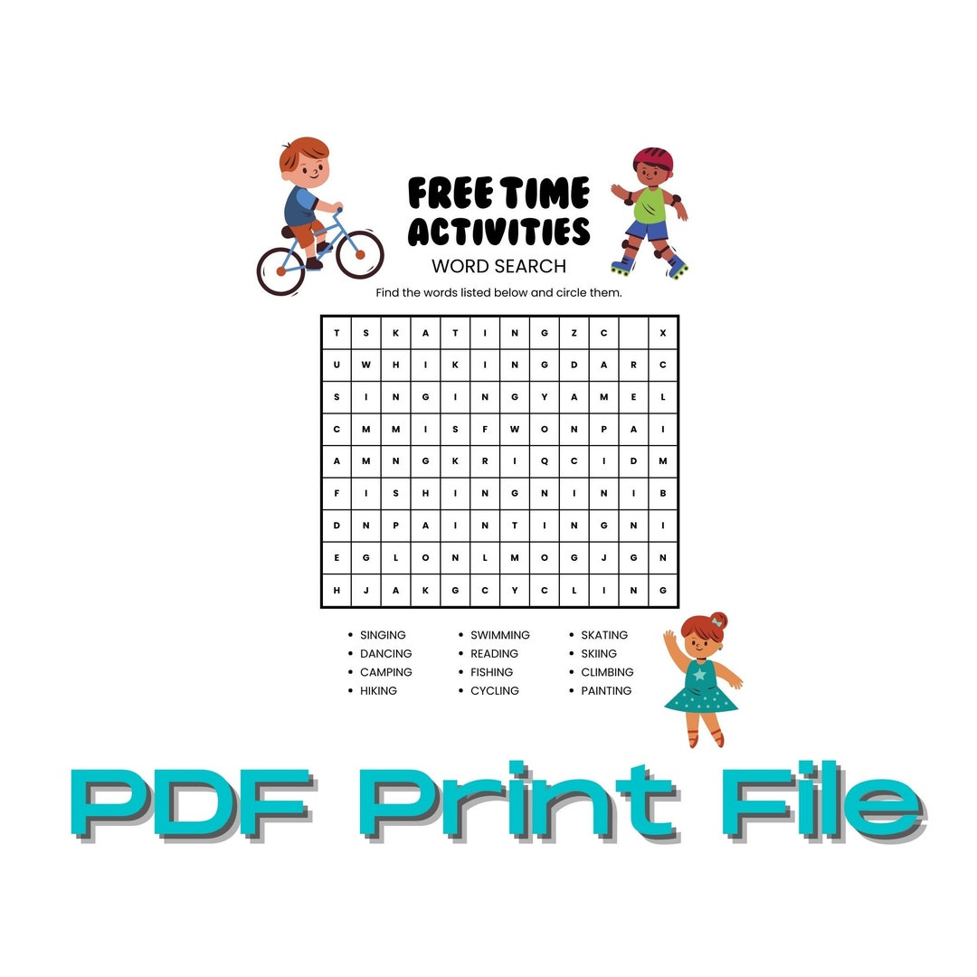 Kid's Word Search PDF Instant Digital Download | Printable Download