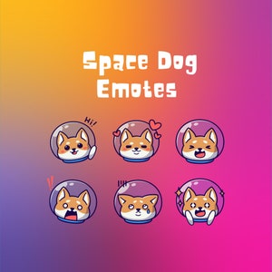 Emotes de chien de l'espace | Secousse | Discorde | Streaming | Youtube | Pack d'émoticônes Emoji mignon | Télécharger des fichiers PNG | Emotes pour les streamers et les joueurs