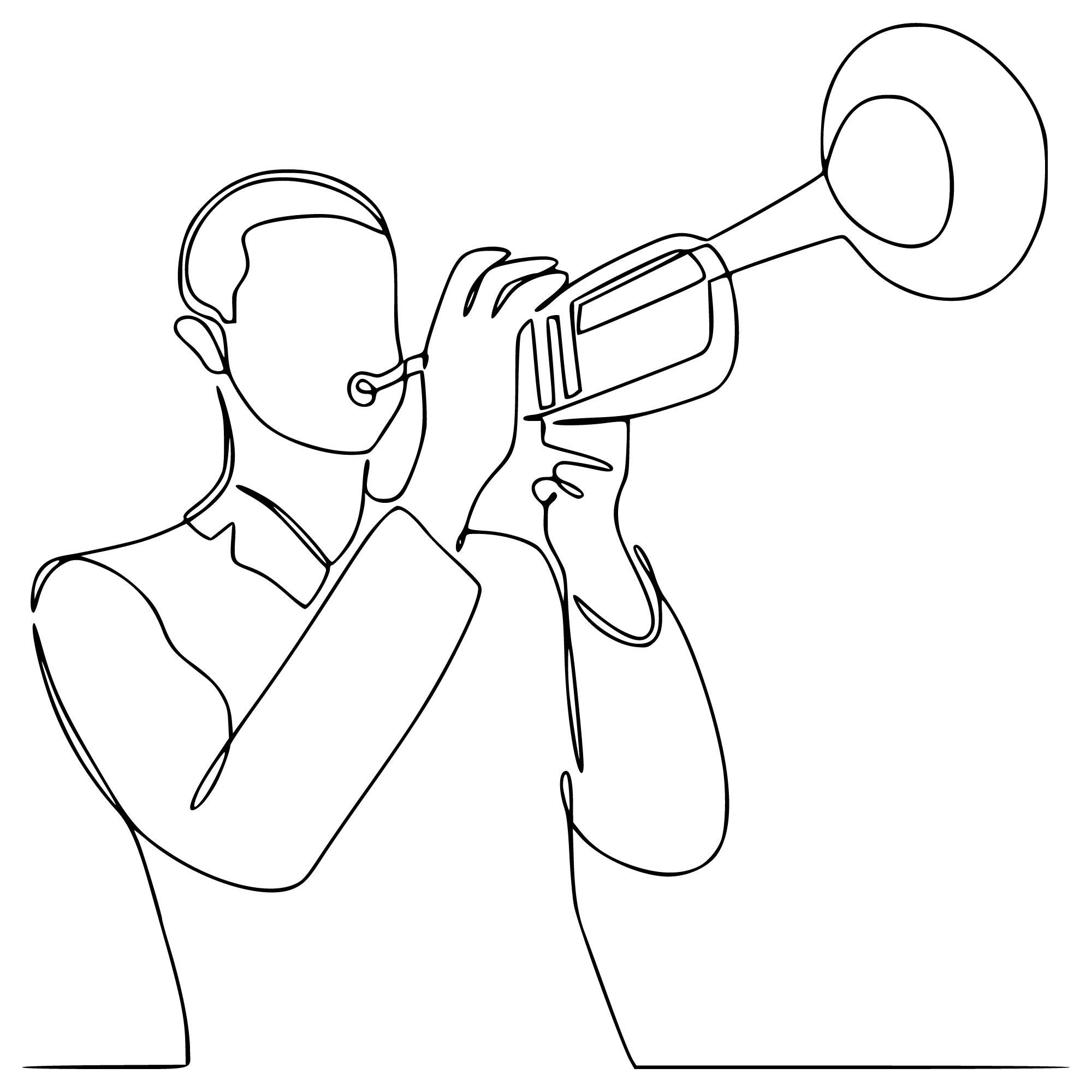 Minimalist Trumpet Player Art Svg Dxf Png Eps Pdf Jpg Instant Digital ...