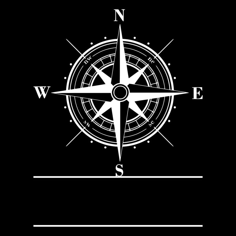 Split Compass Split Monogram Compass Rose Art Svg Png Dxf Pdf, Instant Digital ...