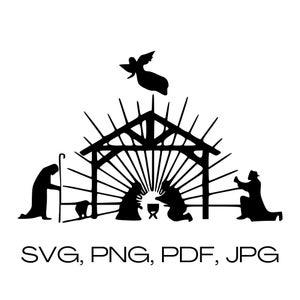 Nativity Scene svg outline instant digital download | Nativity silhouette | png | cut file