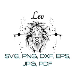 Löwe Sternzeichen Svg Clipart instant digital download | Eps Dxf Png Silhouette | Lasergravur | Cricut | Horoskop | Astrologie Tattoo
