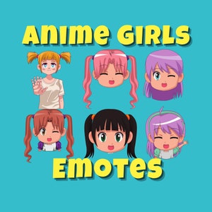 Emotki Dziewczyn Anime | Twitch | Discord | Streaming | YouTube | Pakiet uroczych emotikonów | Pliki do pobrania PNG | Emotki dla Streamerów i Graczy