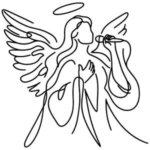 Christmas Line Art Angel Singing Svg Png Instant Digital Download ...