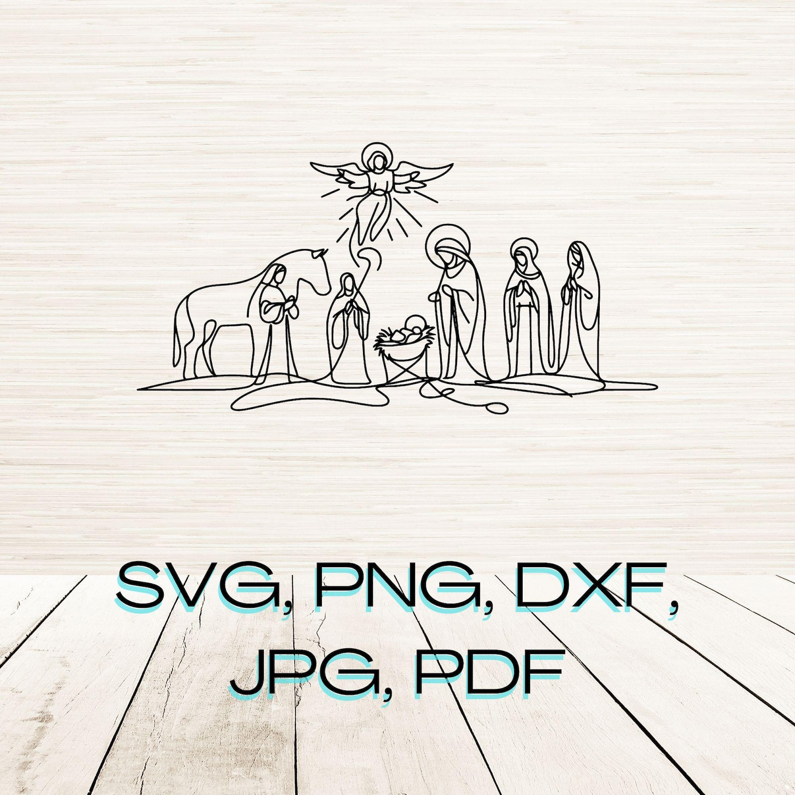 Christmas Line Art Nativity Scene Svg Png Instant Digital Download ...