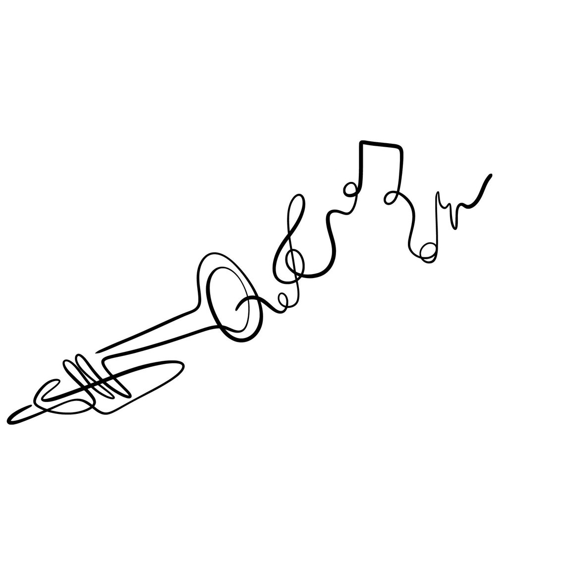 Line Art Trumpet Music Notes Svg Dxf Eps Jpg Instant Digital Download ...