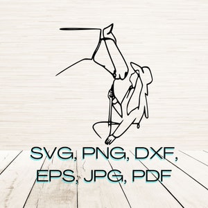 Line Art Woman and Horse Svg Dxf Eps Jpg Png Instant Digital Download | Minimalist Clipart Outline | Laser Engraving | Cricut | Glowforge