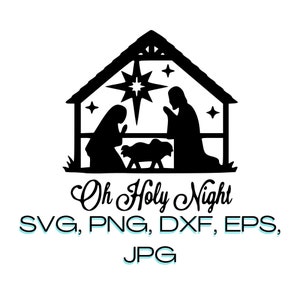 Presepe Svg Eps Dxf contorno download digitale istantaneo / Natività Silhouette / png / File tagliato al laser / Svg per Cricut / Decorazioni natalizie