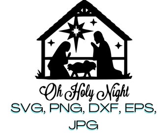 Nativity Scene Svg Eps Dxf outline instant digital download | Nativity Silhouette | png | Laser cut file | Svg for Cricut | Christmas decor