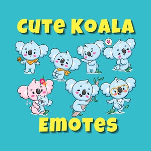 Urocze emotikony koali | Twitch | Discord | Streaming | YouTube | Zabawny pakiet emotikonów | Pliki do pobrania w formacie PNG z kreskówek | Emotikony dla streamerów i graczy