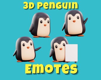 3D-pinguïn-emotes | Twitch | Onenigheid | Streamen | YouTube | Leuk Emoji Emote-pakket | PNG-bestanden downloaden | Emotes voor streamers en gamers