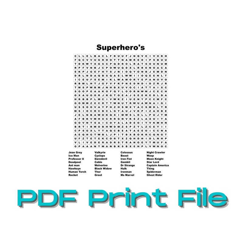 Kid's Superheros Word Search PDF Instant Digital Download - Etsy
