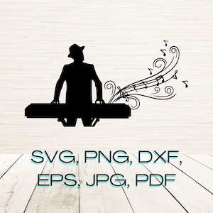 Clavier Player Svg Dxf Png Eps Téléchargement numérique instantané | Contour Silhouette Clipart Gravure laser | Sublimation | Cricut SVG | Forge Lueur