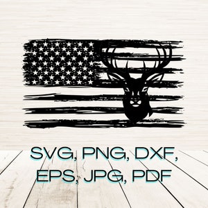 Hirsch Buck und Flagge Dxf Eps Png sofortigen digitalen Download | Clipart Aufkleber Umriss Silhouette Vektor | Lasergravur | Cricut | Glühschmiede